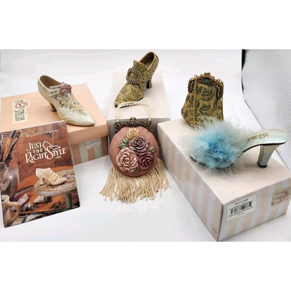 1999 POPULAR IMPORTS NOSTALGIA MINI PURSE & SHOES RHINSTONE ACCENTS ART DECO